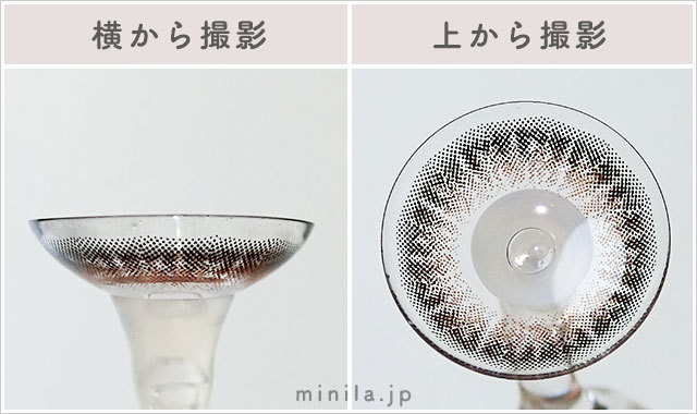 チュールブラウンレポレンズ写真横と上から
