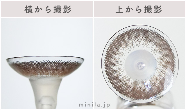 あざとあざらし(シアーベージュ)レポレンズ写真横と上から