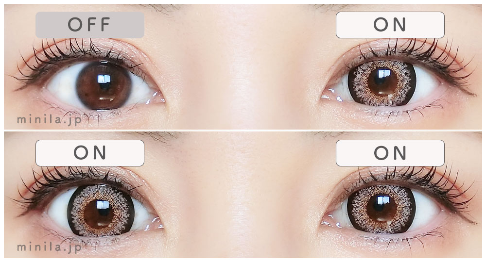 チョコレート（ワンデー）レポ装着画像両目