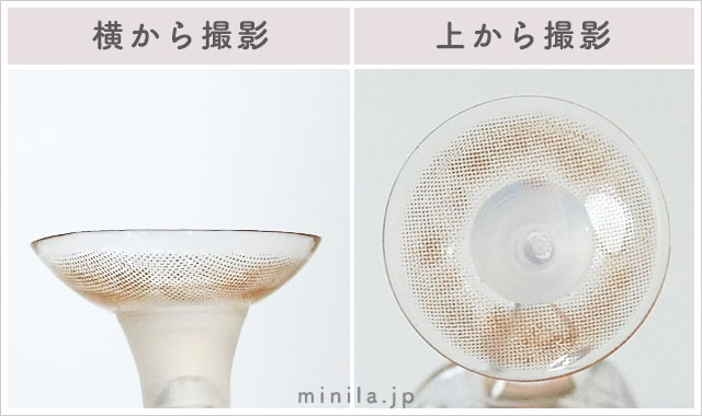 トーンアップモカ(ワンデー)レポレンズ写真横と上から