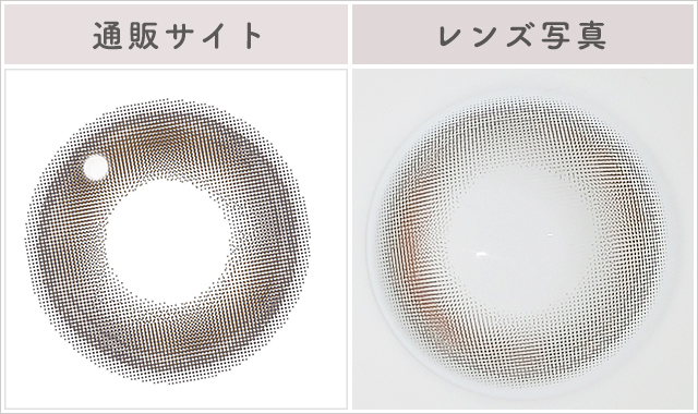 ヌイブラウンレポレンズ写真通販サイトと比較